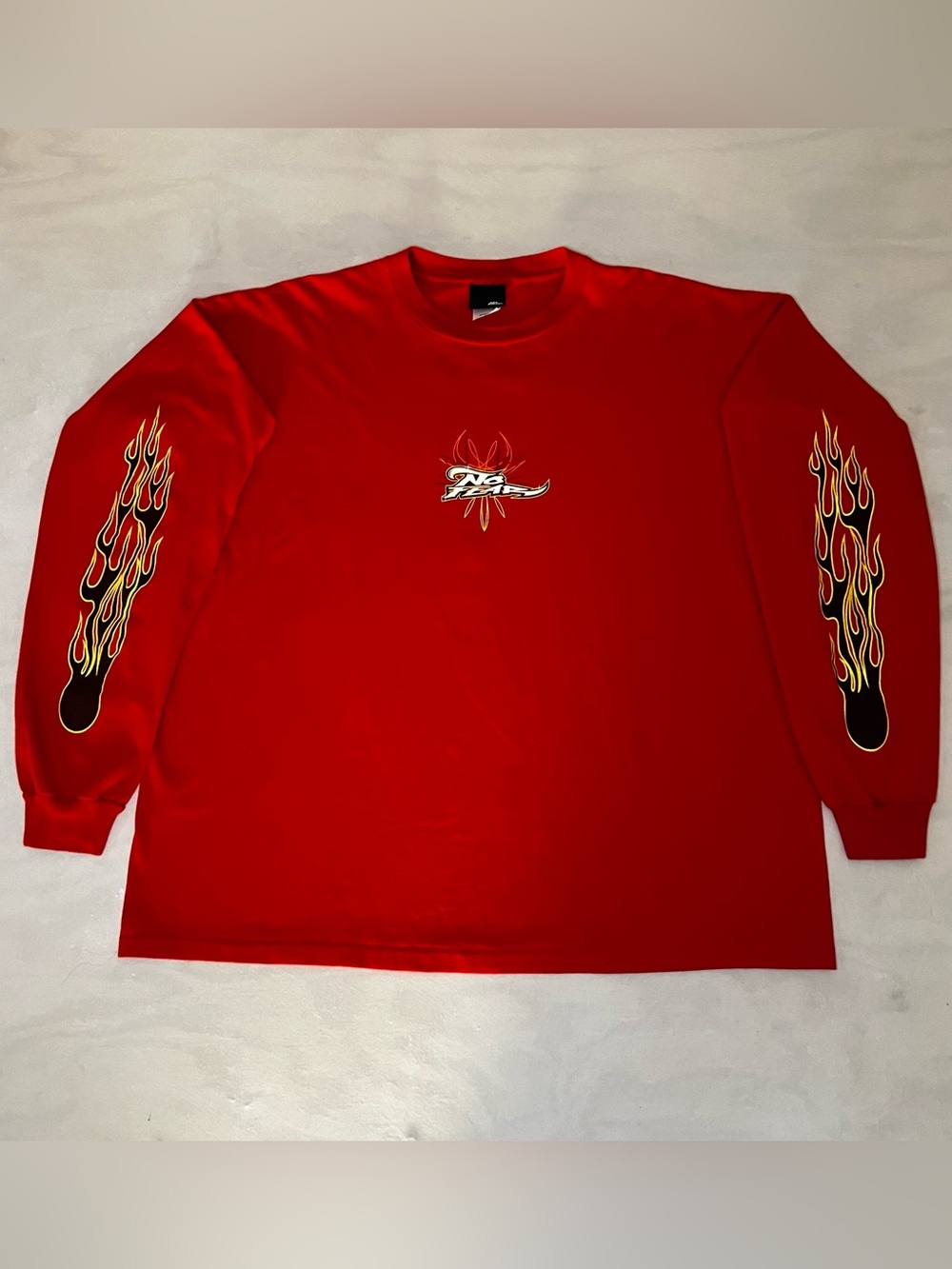 VTG 90s No Fear Flame Sleeve Dragon Long Sleeve Shirt Red Men’s XL Made in USA